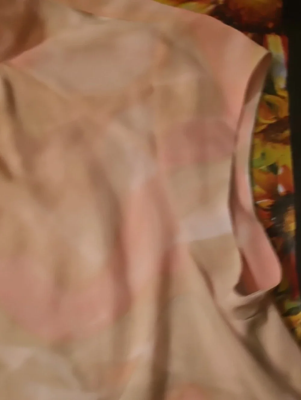 DR2 Peach & Cream Sleeveless Watercolor Blouse